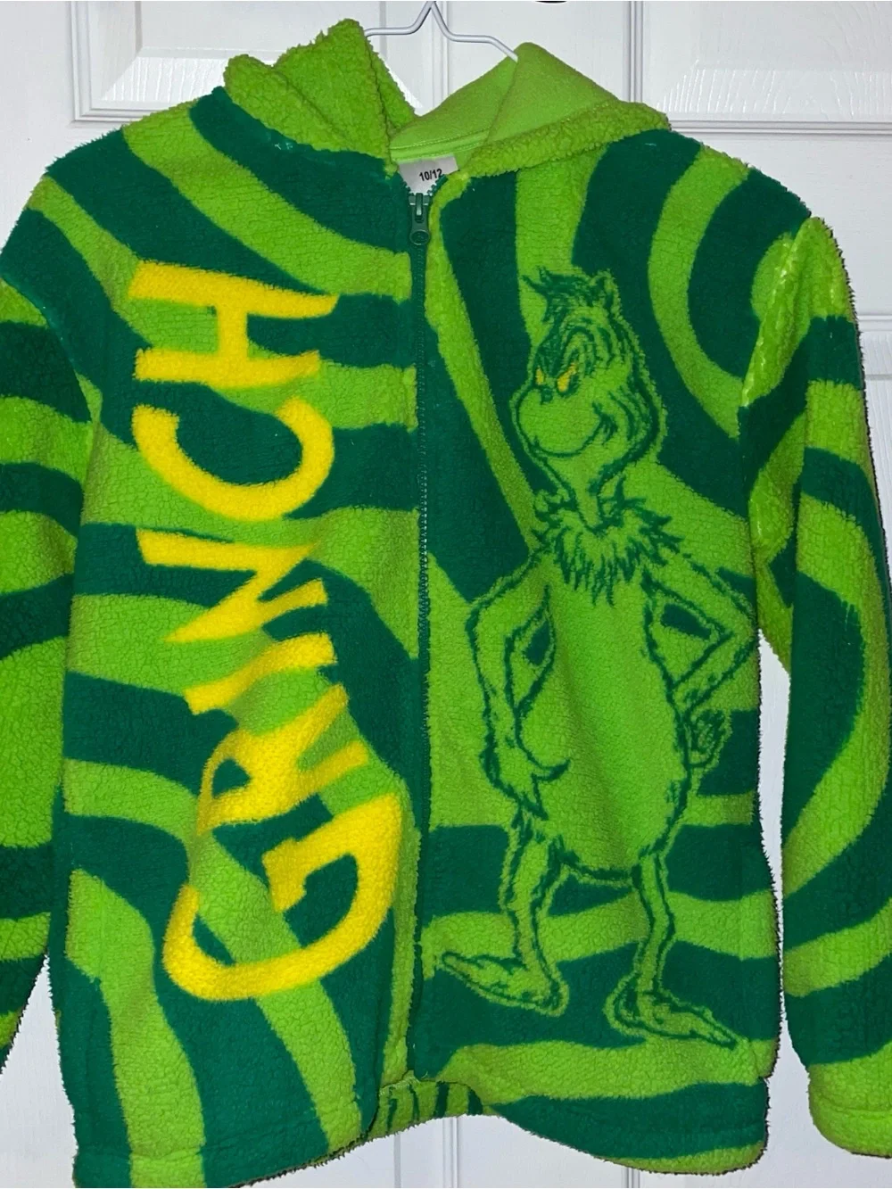 Grinch Fleece Zip-Up Hoodie in Bright Green & Dark Green